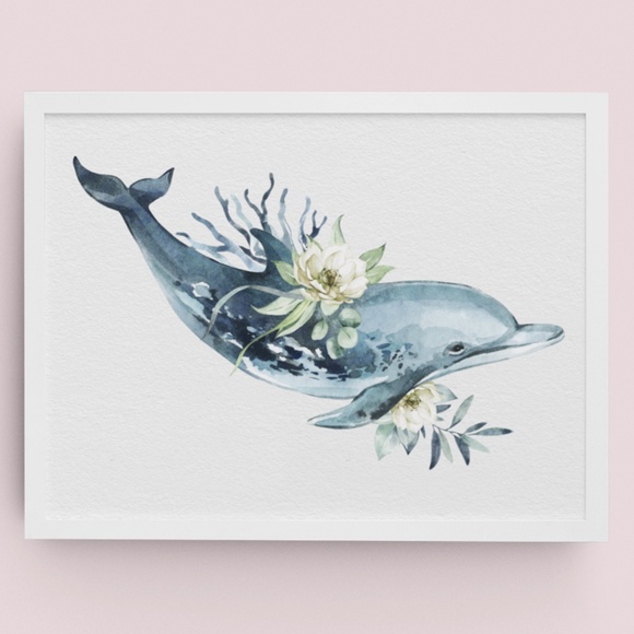 Wall Art Watercolor Dolphin Print Poster Unframed - Picture 10 of 16